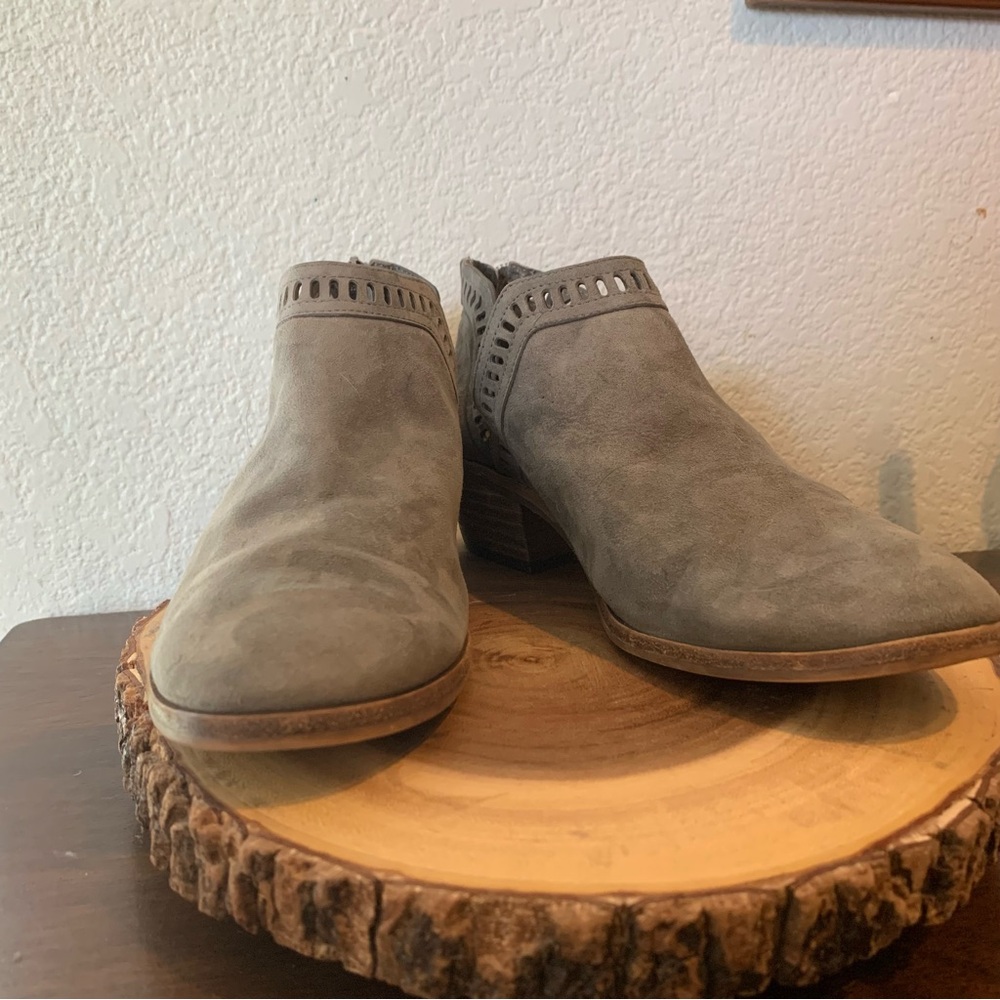 Vince Camuto Gray Ankle Booties with Stacked Heel